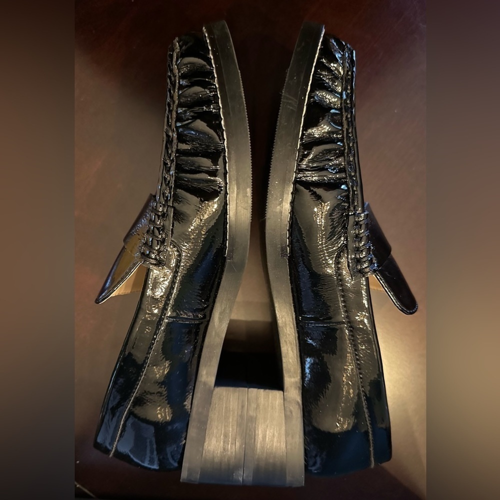 NIB Silent D x Free People Lara Loafer Sz 38 Black Patent Crinkle Vegan - Picture 10 of 13